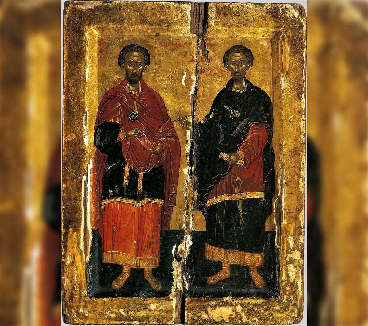 Русская икона Космы и Дамиана (16 век).