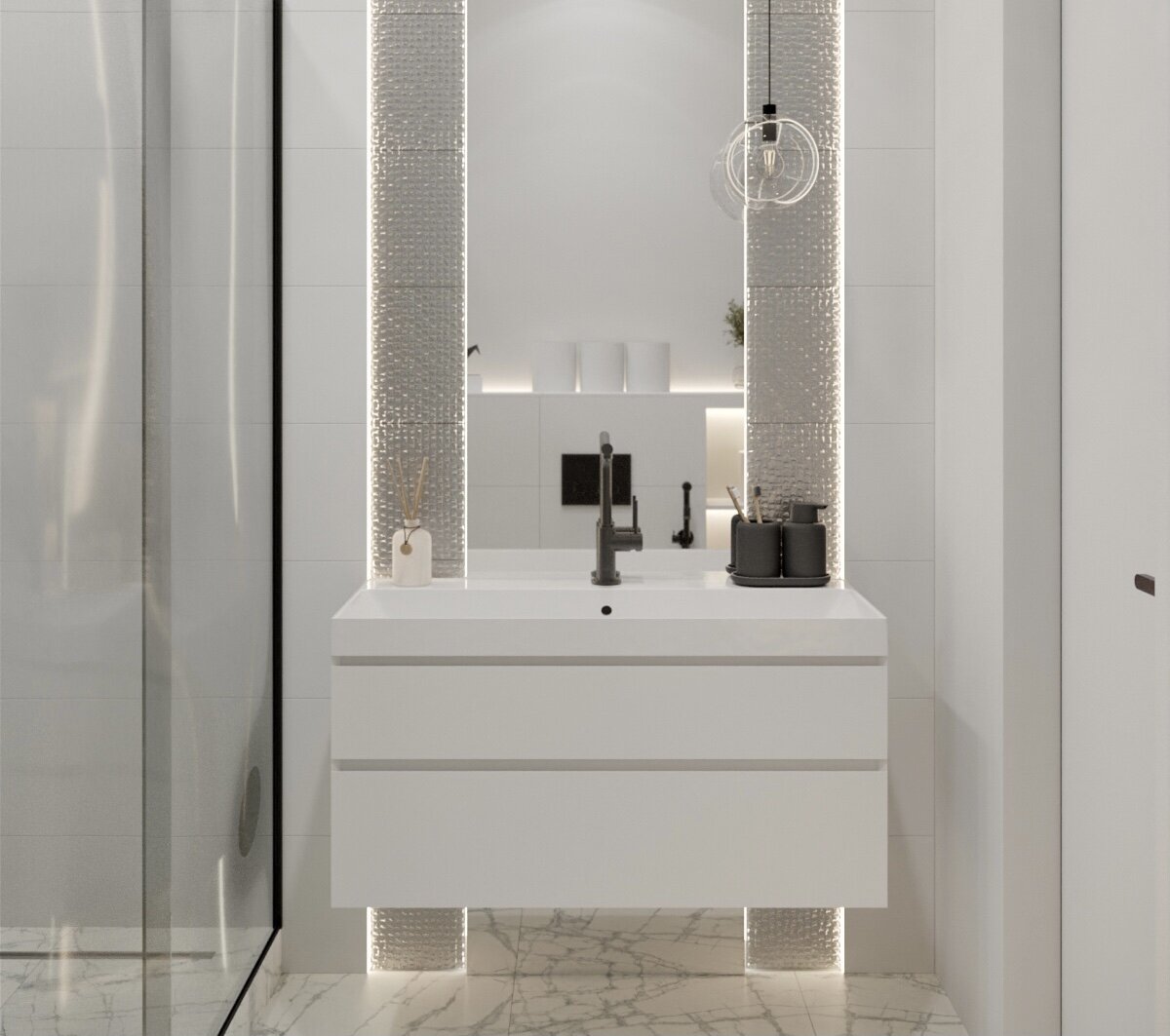 Дизайн санузла в светлых оттенках. Дизайн АрхиКомфорт