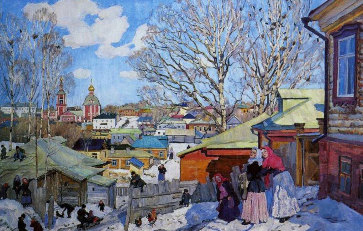 Солнечный весенний день в Сергиев Посаде, Константин Юон, 1910 г.