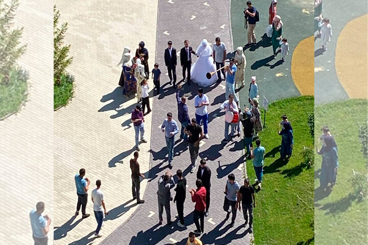 СВАДЬБА МИГРАНТОВ ВО ДВОРЕ ЭЛИТНОГО ЖК В ЧЕЛЯБИНСКЕ. ФОТО: СКРИН ВИДЕО. 