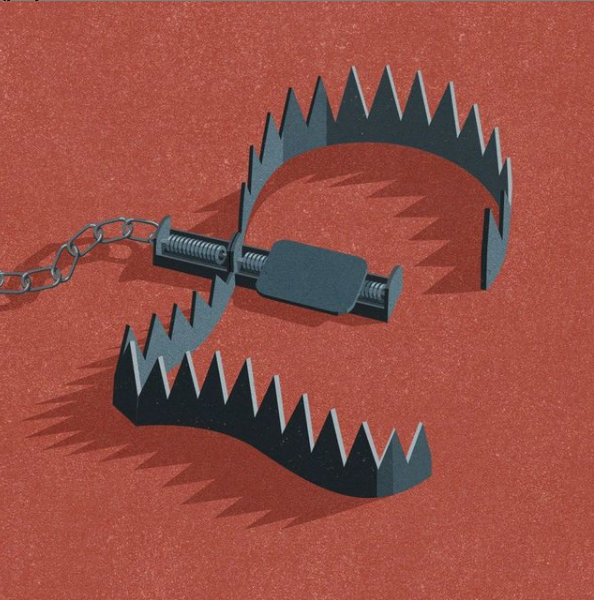 Одна из последних работ Джона Холкрофта. На рисунке изображён символ фунта (валюты Великобритании). Подпись к этой работе гласит: "Beware of scams. If it looks too good to be true it probably is" - "Остерегайтесь мошенников. Если это выглядит слишком хорошо, чтобы быть правдой, то это, вероятно, так и есть".