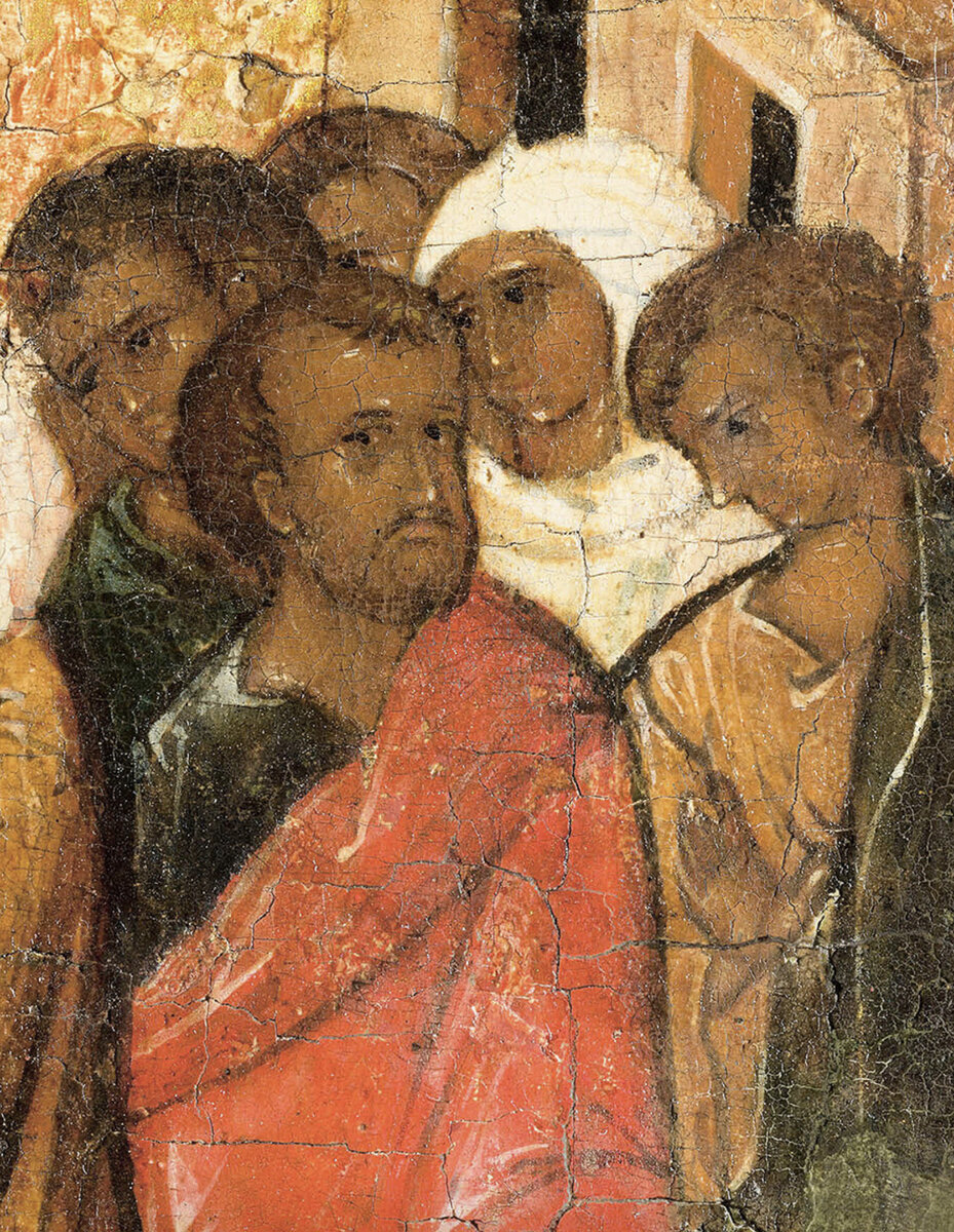 «Иоанн Предтеча Ангел пустыни в житии». Клеймо «Проповедь иудеям». Последняя треть XVI в. Фрагмент. Фото: Всероссийский художественный научно-реставрационный центр им. И.Э.Грабаря
