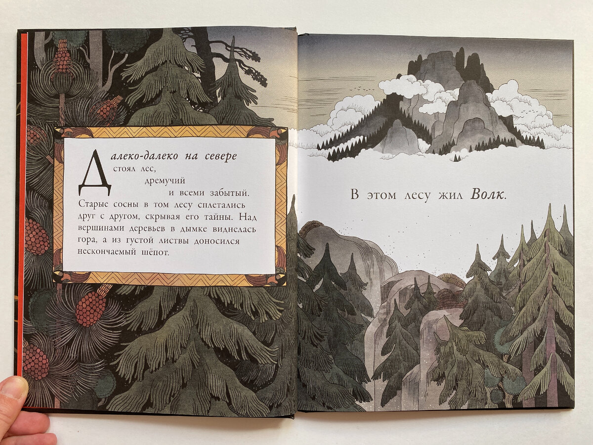 Иллюстрация из книги Мириам Даман и Николя Дигарда "Тайна волка". Место действия истории - дремучий лес. 