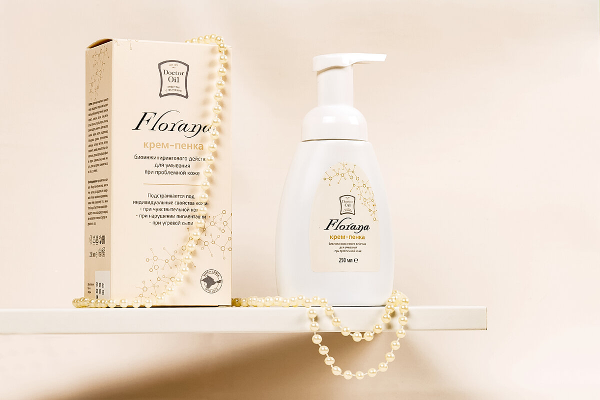 Биоинжиниринговая крем-пенка для умывания Florana разработана с учётом особенностей чувствительной, сверхчувствительной кожи, кожи с розацеа и угревой сыпью