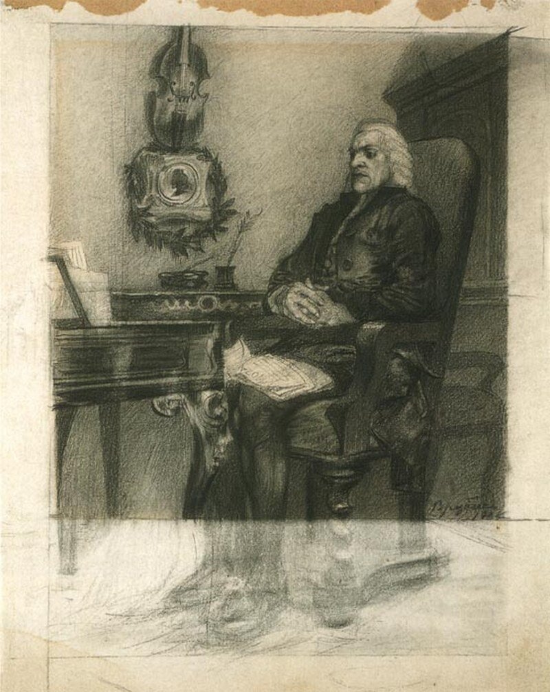 Михаил Врубель. Иллюстрация к "Моцарту и Сальери". 1884. Фото: https://pushkinskij-dom.livejournal.com/207377.html