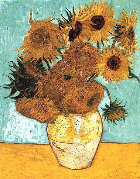 Ваза с двенадцатью подсолнухами. Арль, август 1888. Холст, масло, 91х72. Мюнхен, Новая Пинакотека, Германия