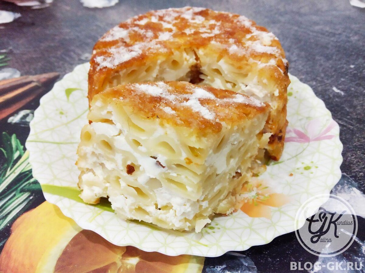 Запеканка из макарон с творогом