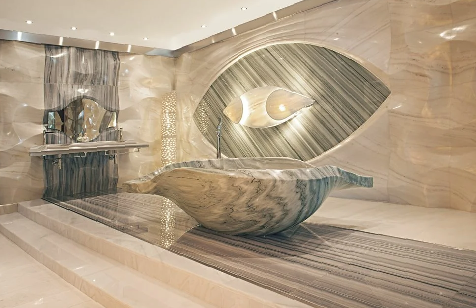 пример интерьера практически целиком выполненного из  мрамора