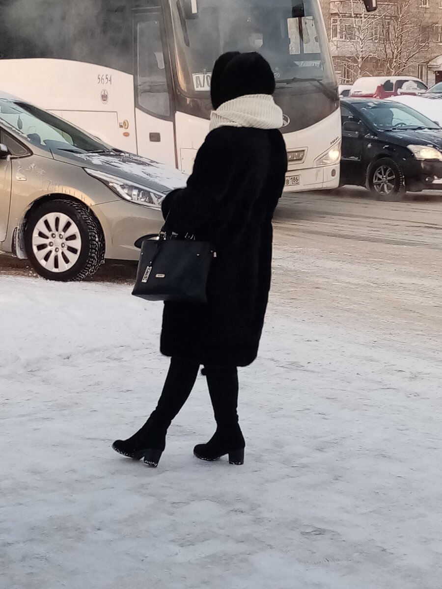 Молодая девушка в шубке.