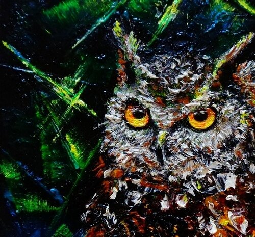 фрагмент картины Сова художник Любовь Прусик