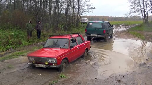 Студент на ВАЗ 2106 идёт ва-банк в битве 4х4. Kia Sportage, Subaru Forester, Suzuki Vitara, SsangYong на бездорожье.