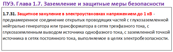 Определение защитного зануления