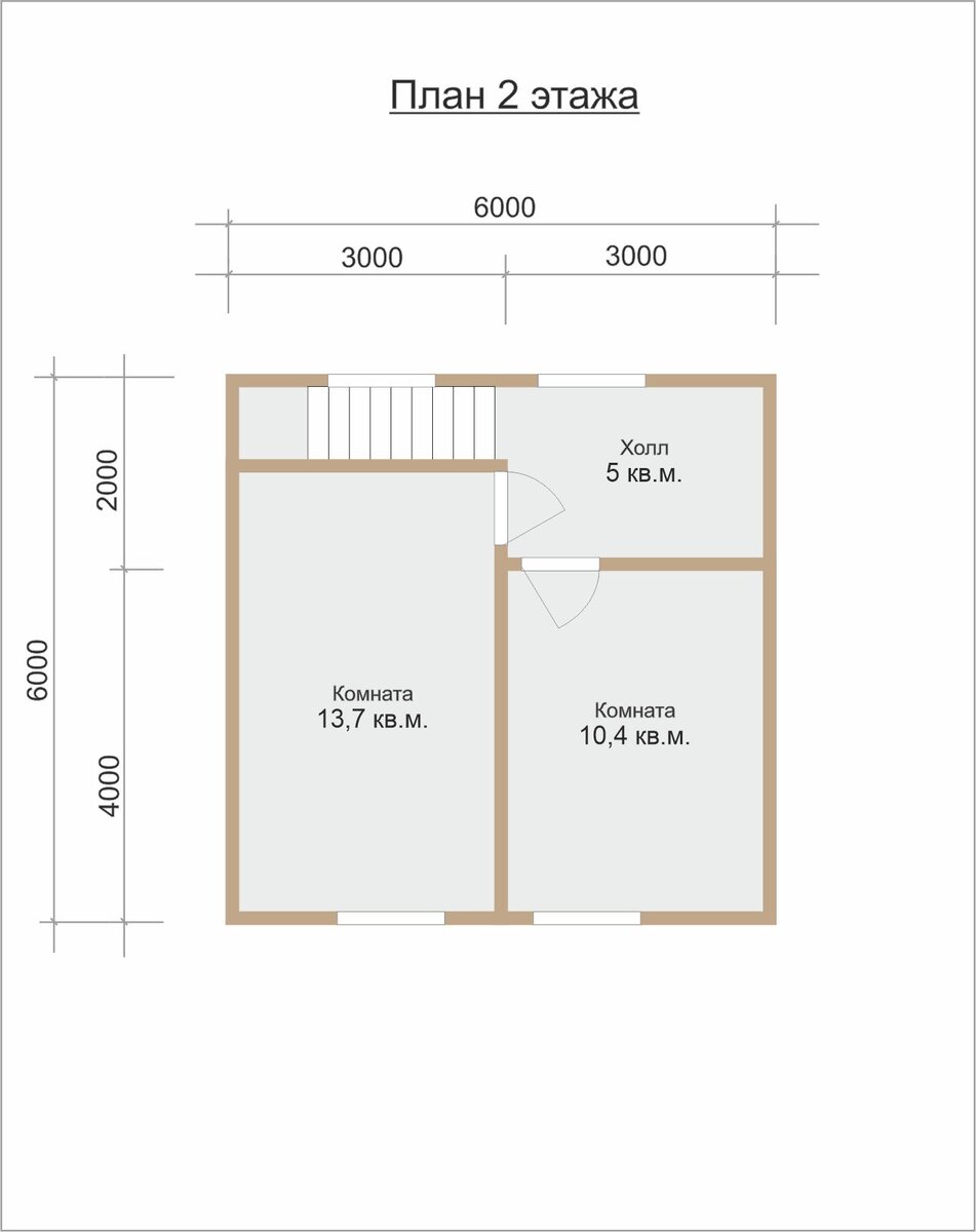 Планировка второго этажа. Скандинавский дом 6х7,5 по каркасной технологии.