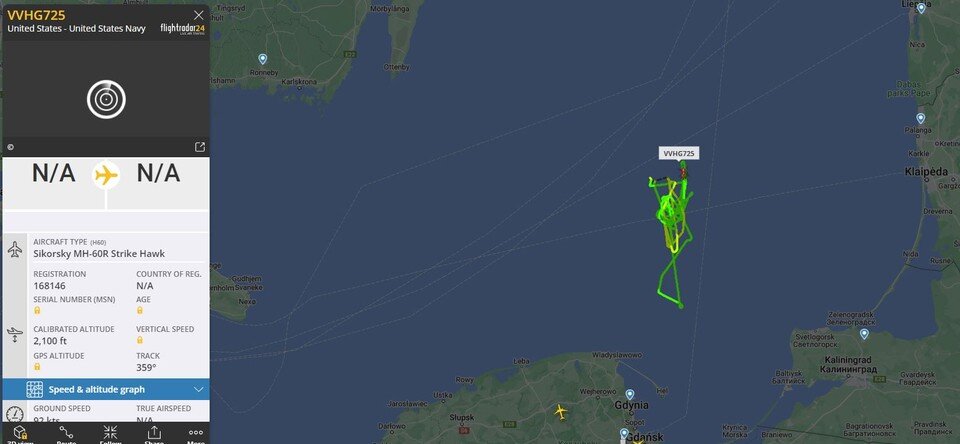    Сервис Flightradar зафиксировал вертолет ВВС США в 250 км от места аварии на «Северном потоке»  скриншот