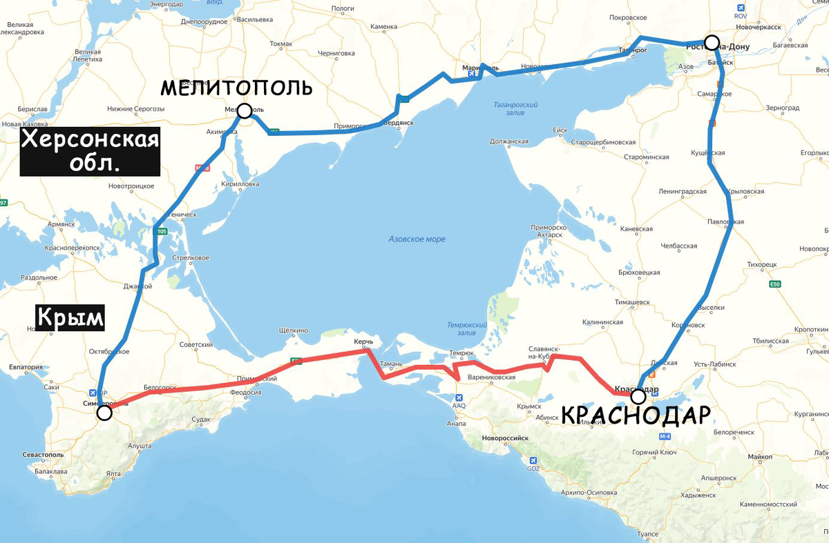 Новая дорога на крымский мост с краснодара карта