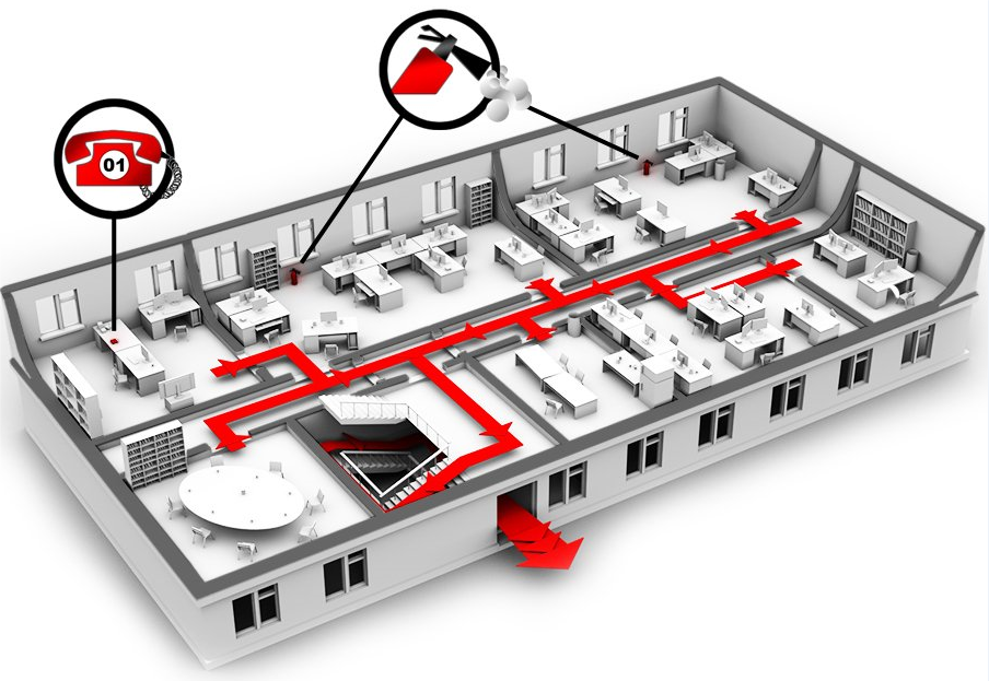 3D-модель в системе эвакуации при пожаре и для контроля, и для обучения.