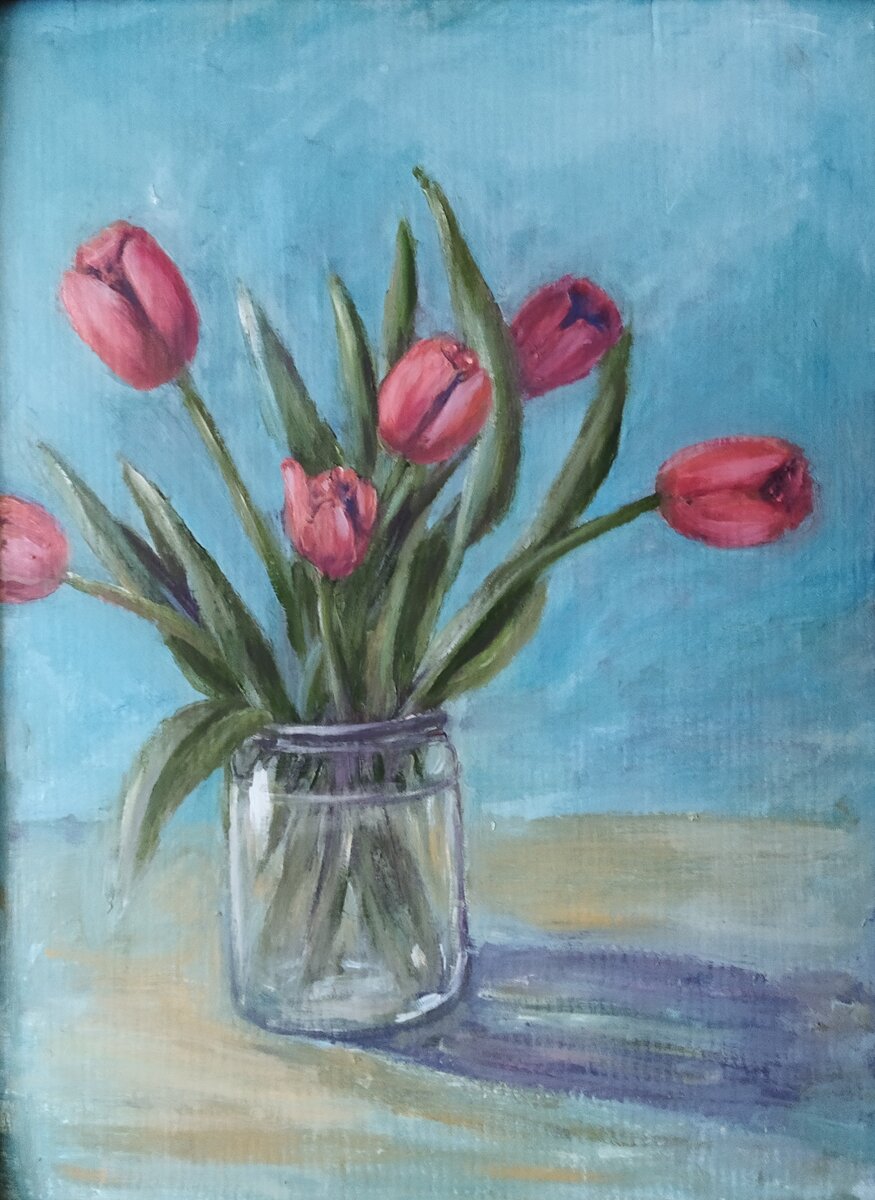 Тюльпаны, масло, картон 30х40 см