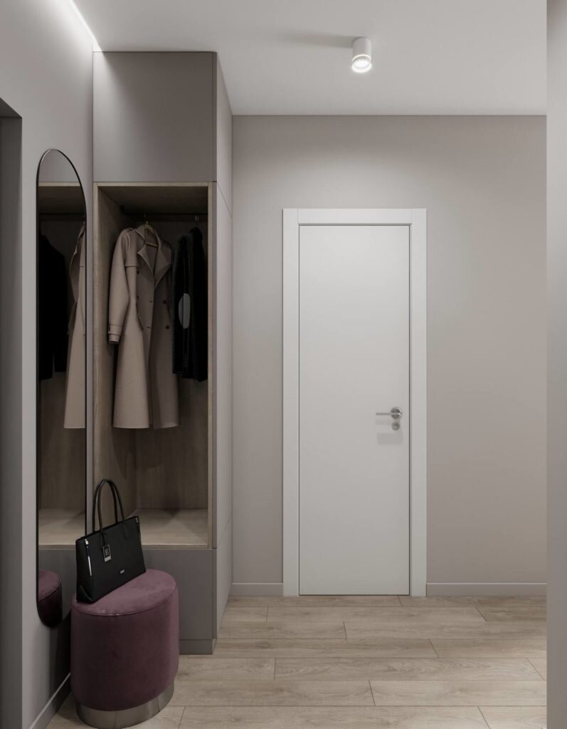 Нейтральные цвета и мягкие акценты. Со вкусом оформленная квартира 40 кв.м.