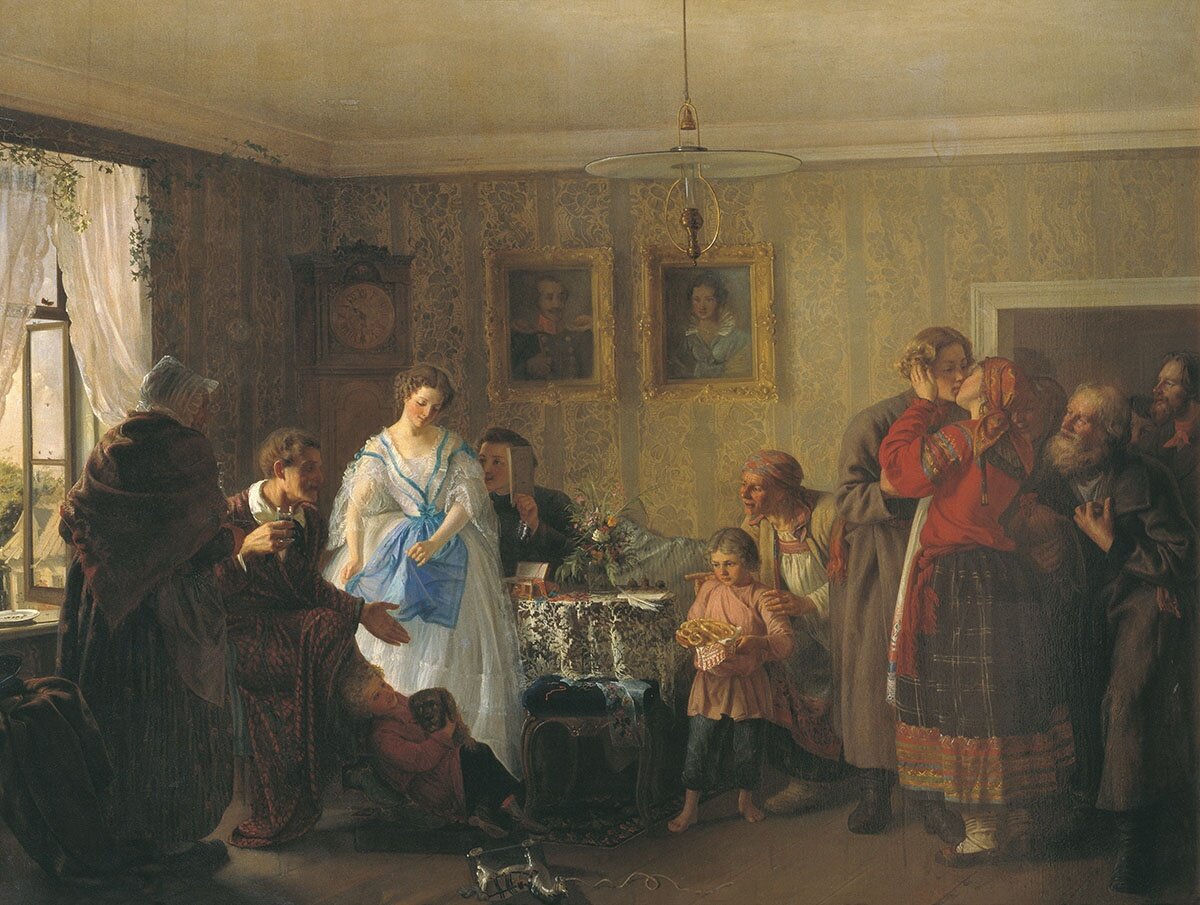"Поздравление молодых в доме помещика", Г.Г. Мясоедов, 1861. Русский музей, СПб.