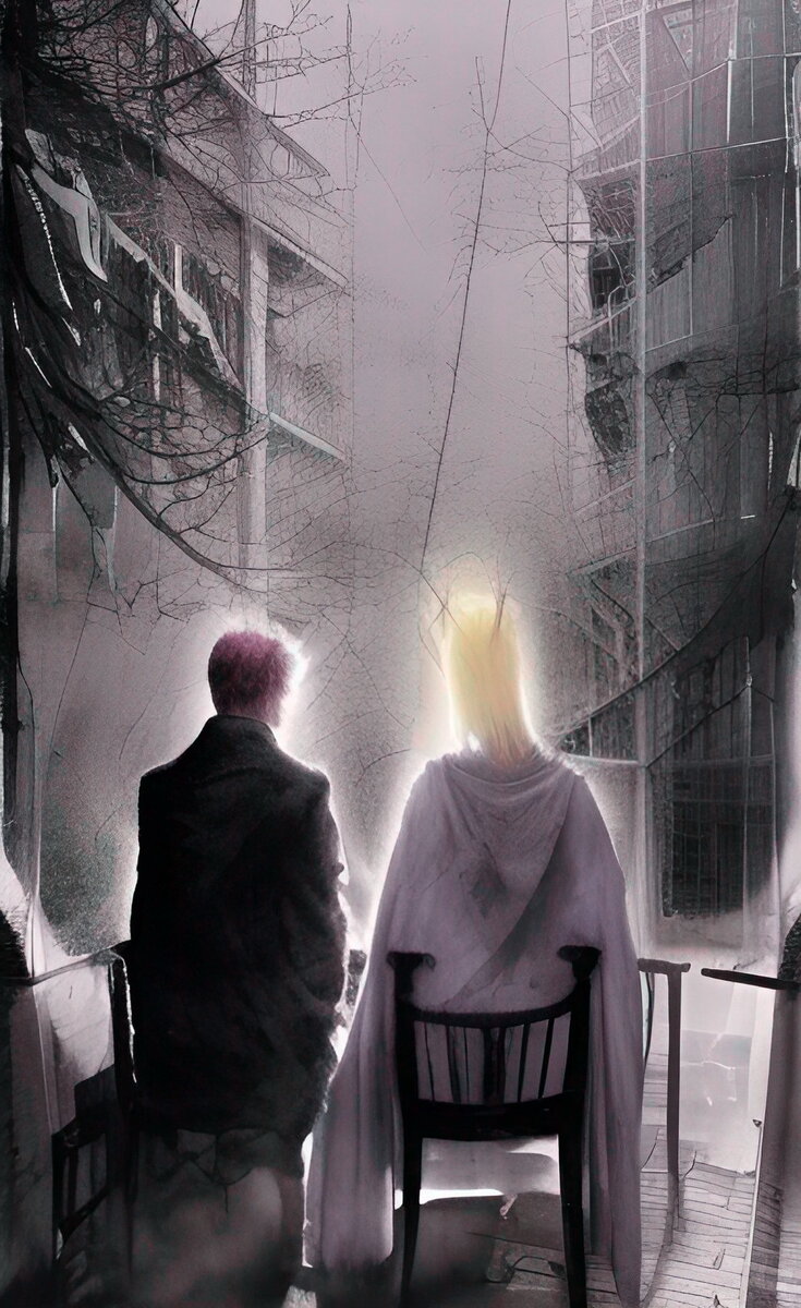 Разговор Бога с Сатаной (так это видят нейросети) neuroZaichenko. 2023