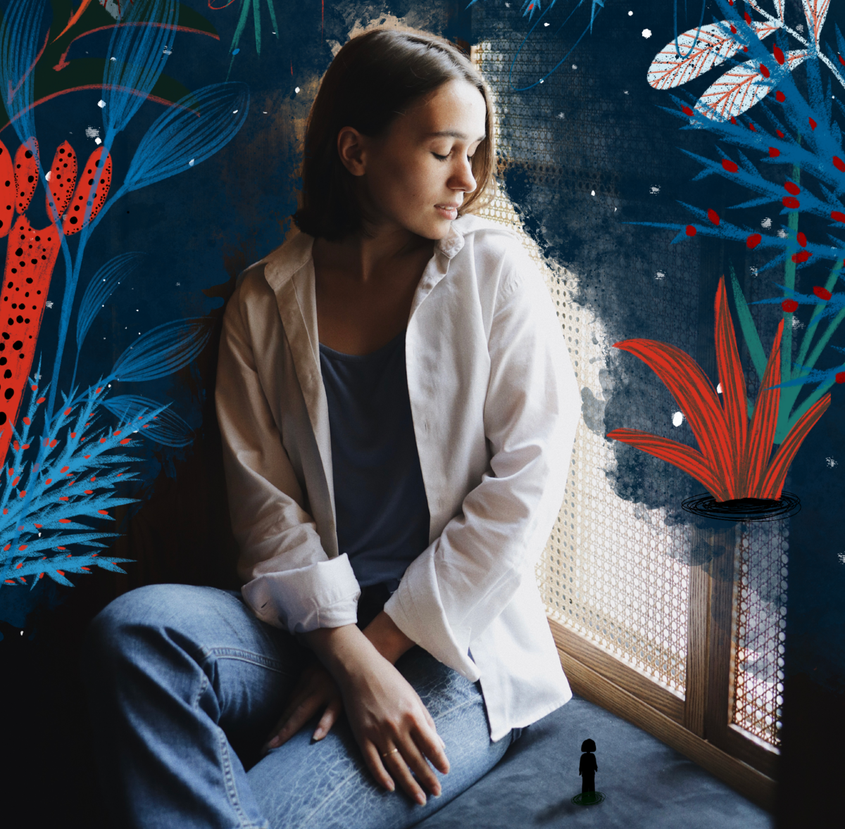 Анна Трандафилова со своим аватаром, который встречается на большинстве ее иллюстраций 