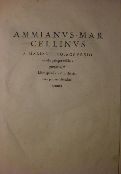 Титульный лист книги Аммиана издания Аккурзия (Аугсбург, 1533) 