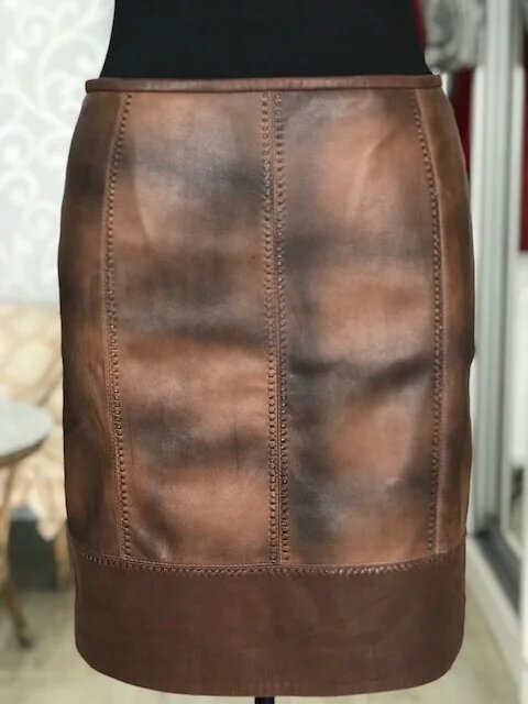 Переделка кожаного пальто в костюм. Ателье Ирины Берзиной.