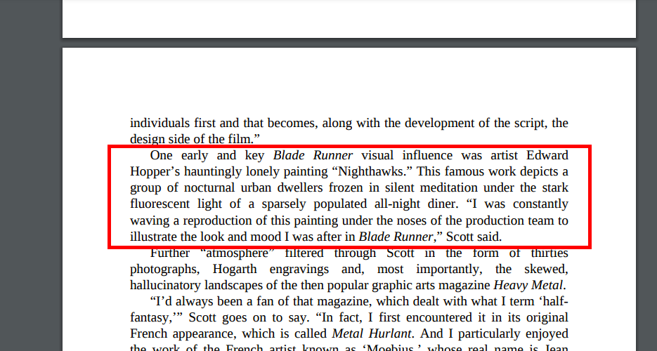 Отрывок из книги, где Ридли Скотт бегает и махает перед всеми этим полотном.