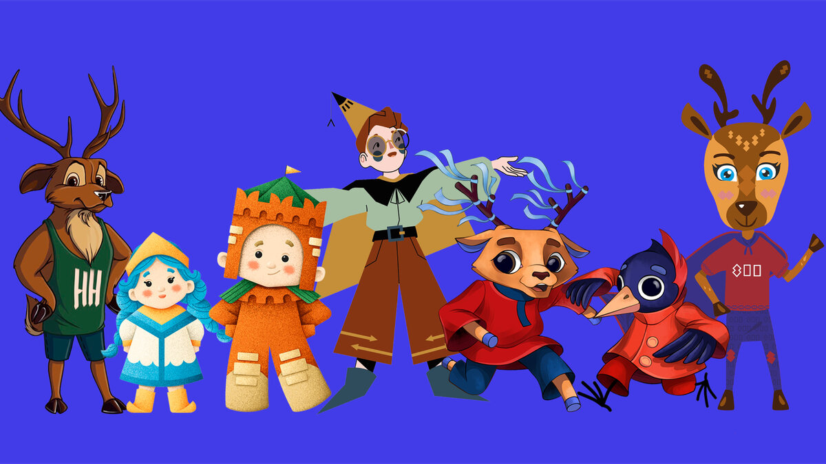 Эскизы талисманов 800-летия Нижнего Новгорода, вышедшие в финальное голосование 