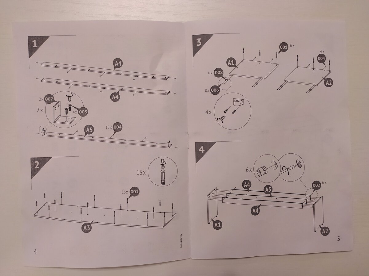 Поэтапная инструкция сборки стола.