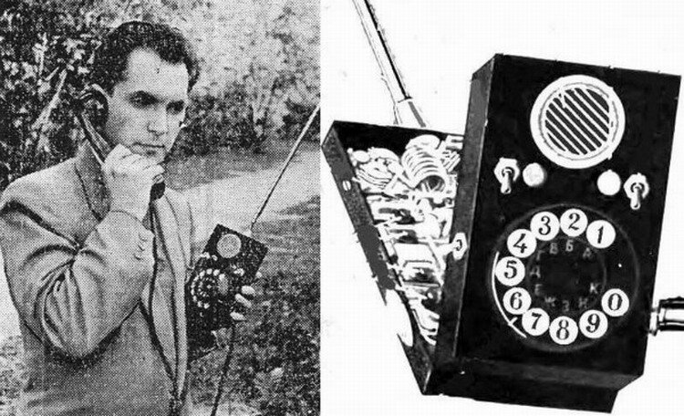 Первый мобильный телефон в мире был создан советским инженером Л. И. Куприяновичем в 19657 году. Свое изобретение он назвал в честь себя – ЛК-1, и это был настоящий переносной телефон весом 3 кг с огромной батареей на 20 часов работы. Радиус действия такого телефона составлял 30 км. Уже через год Куприянович выпустил новую модель ЛК-2 весом уже 500 граммов (на фото именно она), и именно ее правильно считать прародителем современных мобильников.
