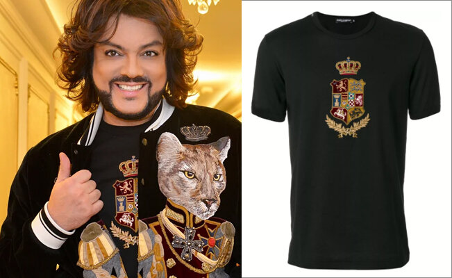 Еще одно фото Филиппа Киркорова в той же футболке.  Справа - эта же футболка в интернет-магазине