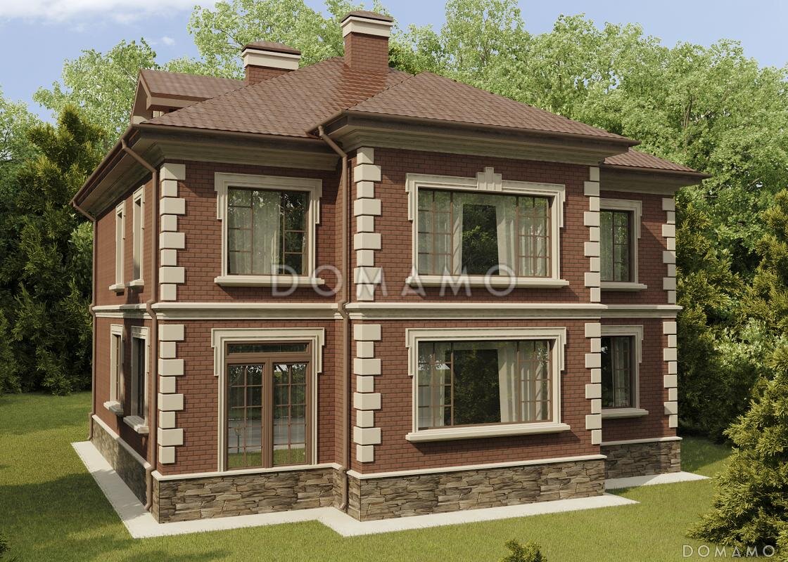 Проект D1111 — двухэтажный кирпичный дом с пятью спальнями
