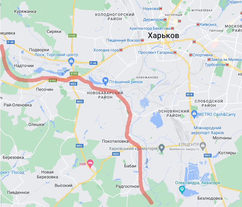 Рубеж по реке Уды, который немцы продолжали удерживать с 23 по 30 августа. Рисунок автора