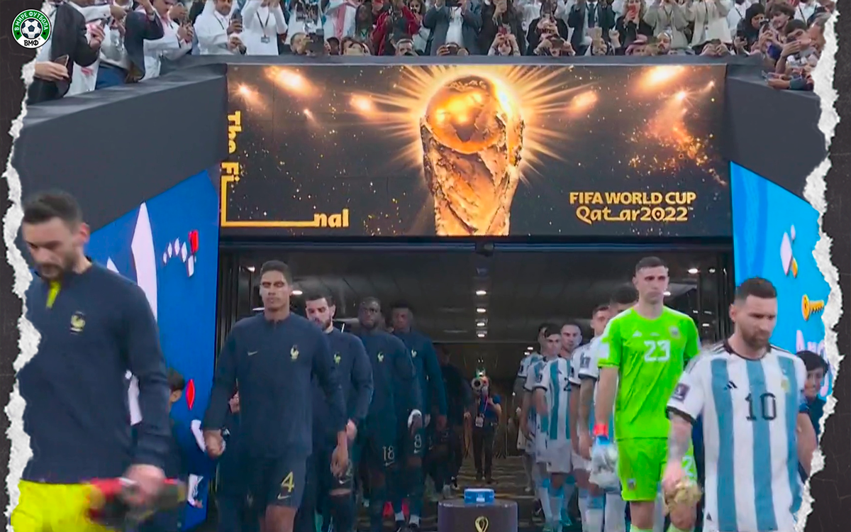 Финал Аргентина - Франция. Команды выходят на поле.