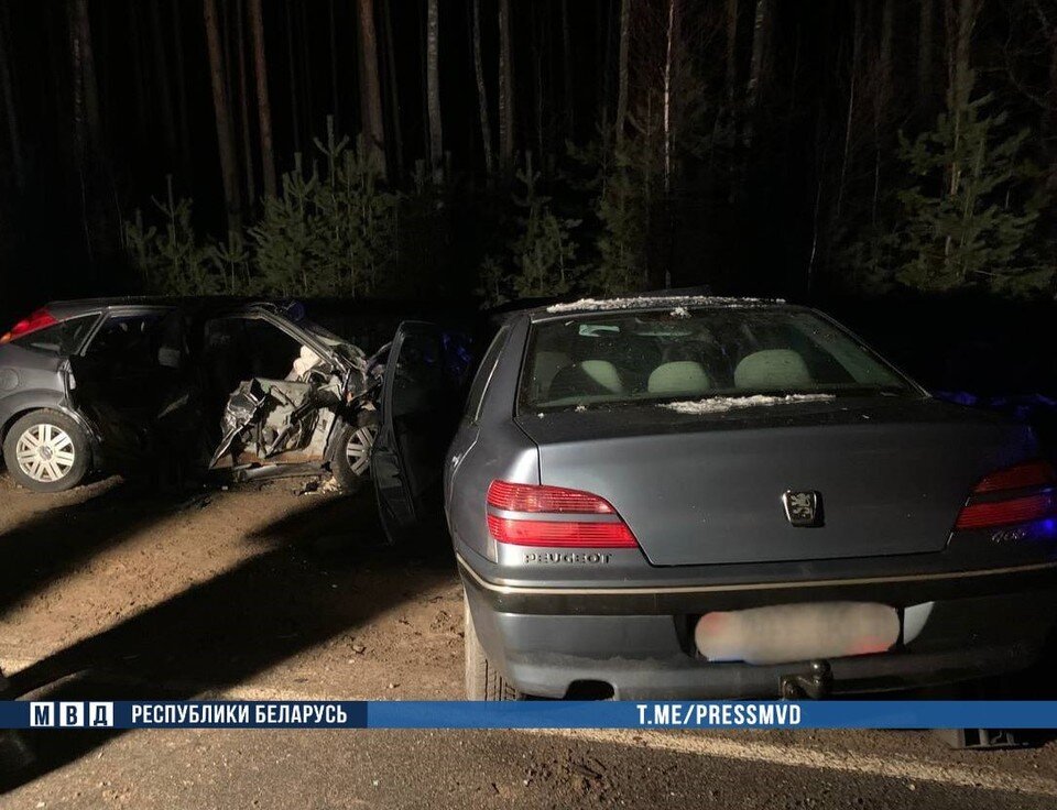     Два человека погибли под Бобруйском, когда 23-летний водитель выехал на встречку и врезался в авто. Фото: телеграм-канал МВД Беларуси