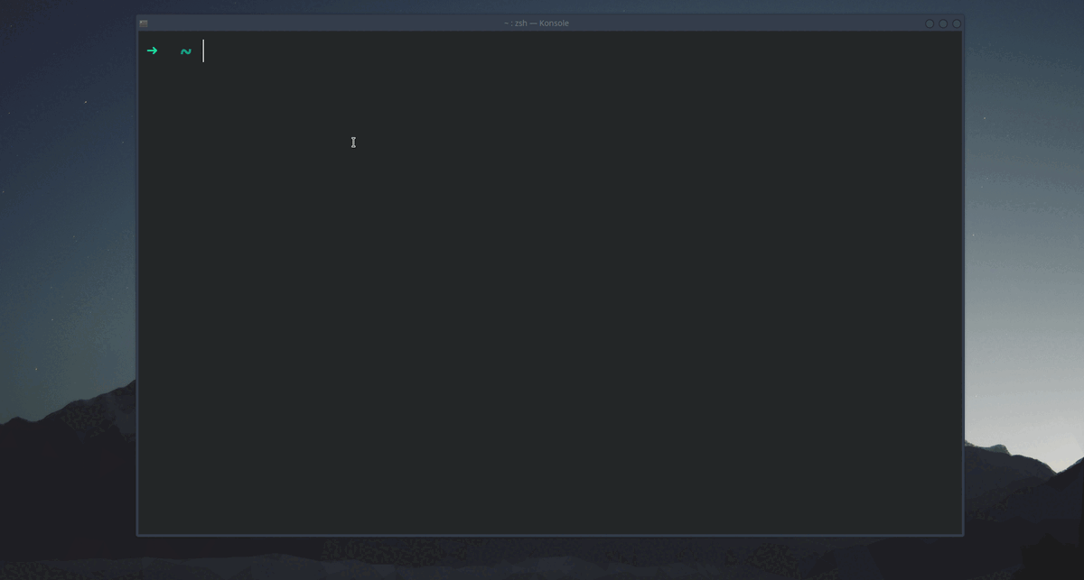 Пример работы реверсивного поиска по истории введенных команд в терминале Archlinux KDE