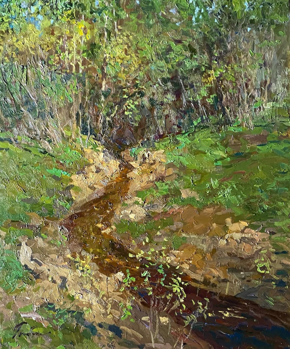 Фотография картины И. Рыбаковой "Весенний ручей" (из открытых источников)