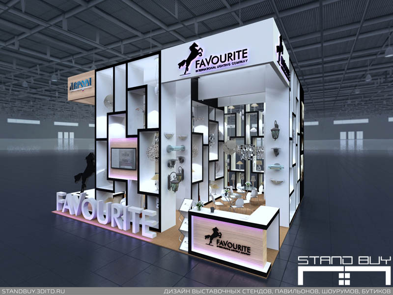 Проект выставочного стенда компании Favourite. Архитектор - Павел Сапов.