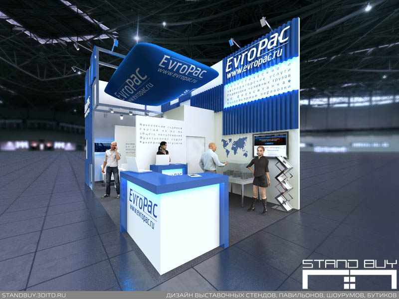 Проект выставочного стенда компании EvroPac. Архитектор - Павел Сапов.