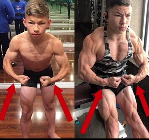 Посмотрите на его анамально большие кости,это значит что он принимает гормоны роста