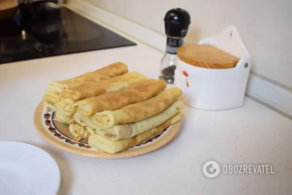 Красивые и ароматные налистники с мясом готовы