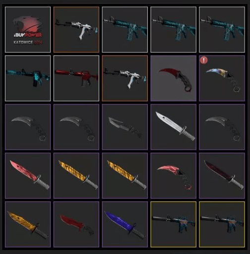 В инвентаре игрока с ником Alex обширная коллекция ножей Гамма-волн, стоимость которых составляет десятки тысяч рублей, а редкость предмета вызывает зависть у настоящего фаната знаменитого шутера. Помимо этого, прямо скажем “не слабого” собрания в его арсенале присутствует еще несколько “медуз” – одного из самых дорогих скинов для любимой профессионалами снайперской винтовки AWP. 
Но даже этого Алексу показалось мало и он дополнил список скином для M4A4 Вой. Общая стоимость его инвентаря равна семьдесят девять тысяч долларов, что, на секундочку, больше пяти миллионов рублей.