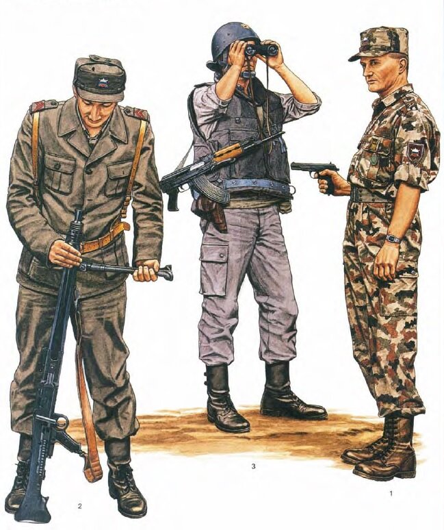 Бойцы словенских вооруженных сил в 1991 году.