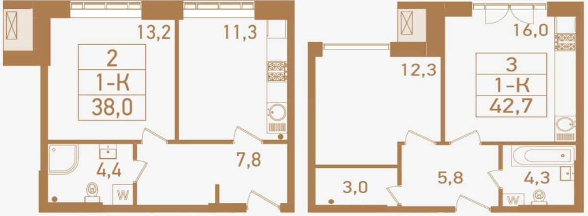Планировки 1-комнатных квартир 