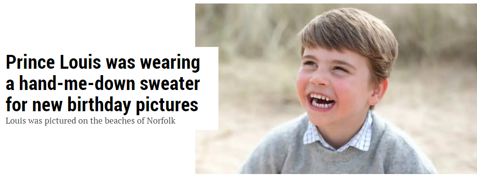 Скриншот с сайта https://www.hellomagazine.com/fashion/royal-style/20220423138603/prince-louis-sweet-birthday-jumper-special-family-story-kate-middleton/ 