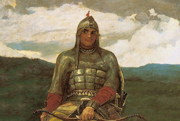 Алёша Попович на картине Васнецова «Богатыри»