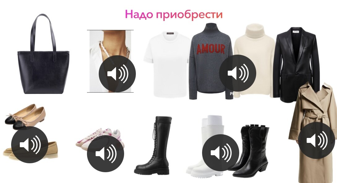 Все вещи с голосовыми пометками, а также, в самой презентации, я сразу показывала с чем эти вещи Саша будет носить в дальнейшем. 