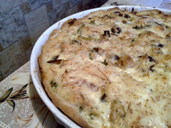    Пирог с курицей, грибами и брокколи