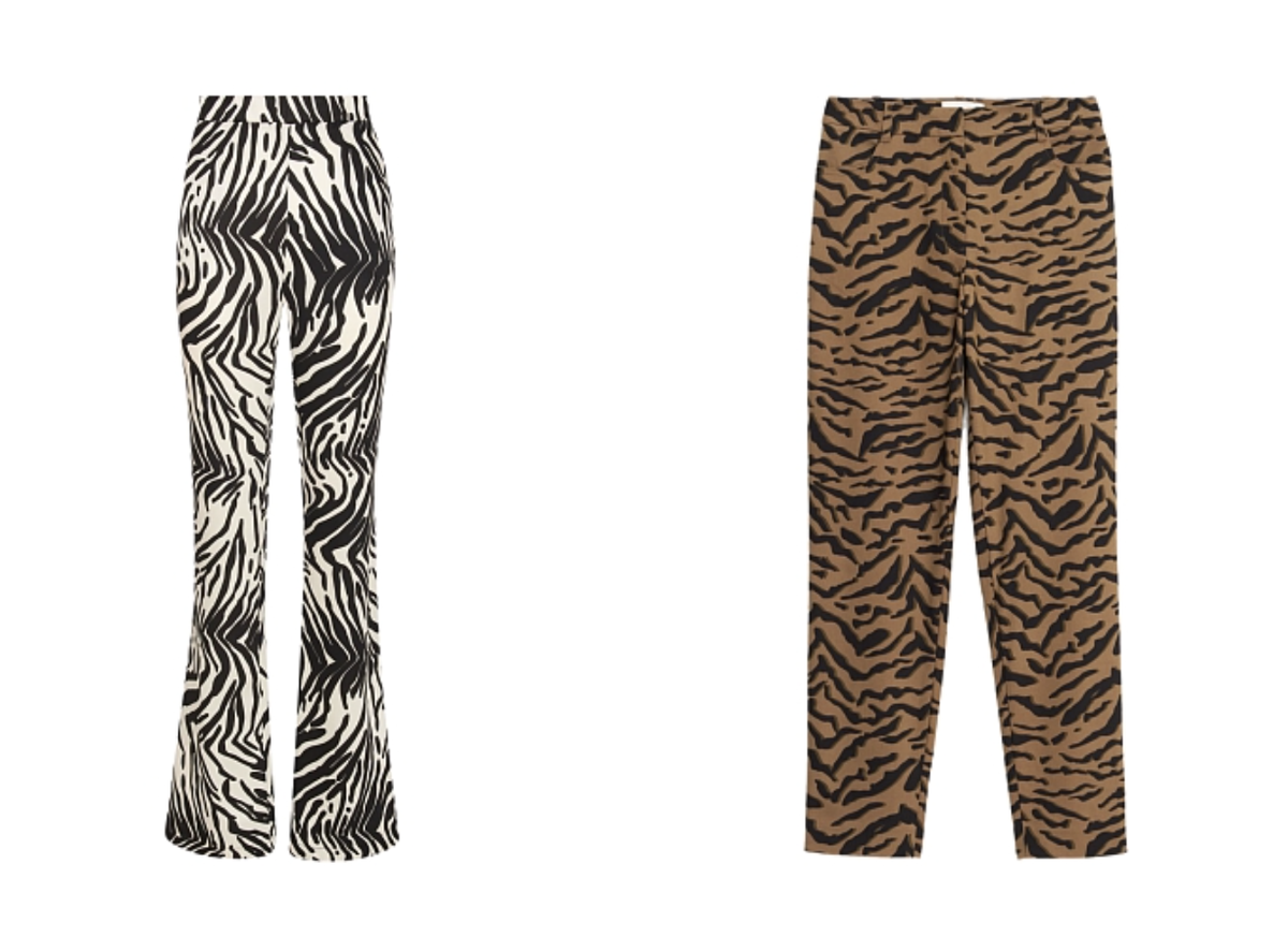 TOPSHOP BEIGE ZEBRA PRINT PLISSE TROUSERS